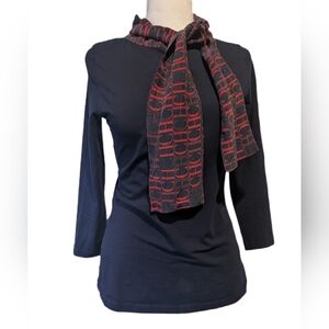 Carolina Herrera Sz S Jersey Fitted Top With Silk Blend Logo Scarf